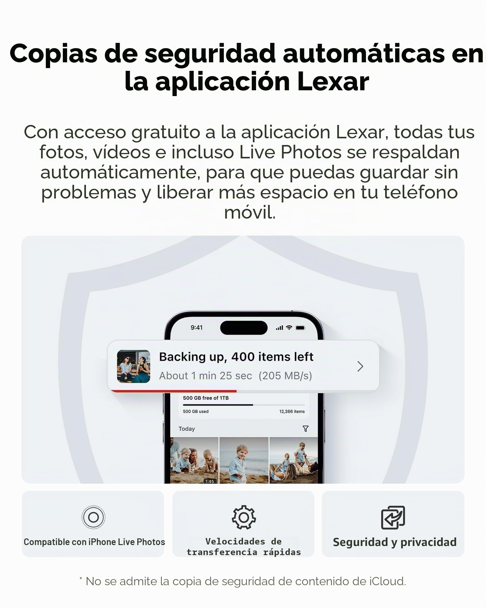 Lexar TouchLock Portátil SSD 1TB con Autenticación de Cifrado NFC de un Solo Toque, Unidades de Estado Sólido Externas USB 3.2 Gen2, Compatible con SSD Magnético para iPhone 17/16, Tabletas y PC