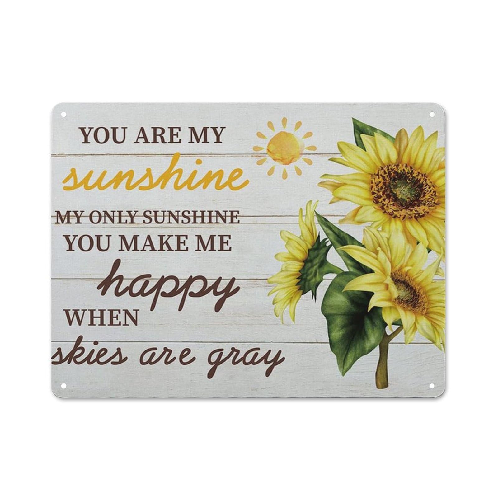 kisoyo Rustic Retro Metal Tin Sign Sunflower You are My Sunshine My Only Sunshine Print Novelty Home Wall Sign Plaque Parlor Kitchen Garden Bedroom Living Room Courtyard Wall Decor 12x16 Inch