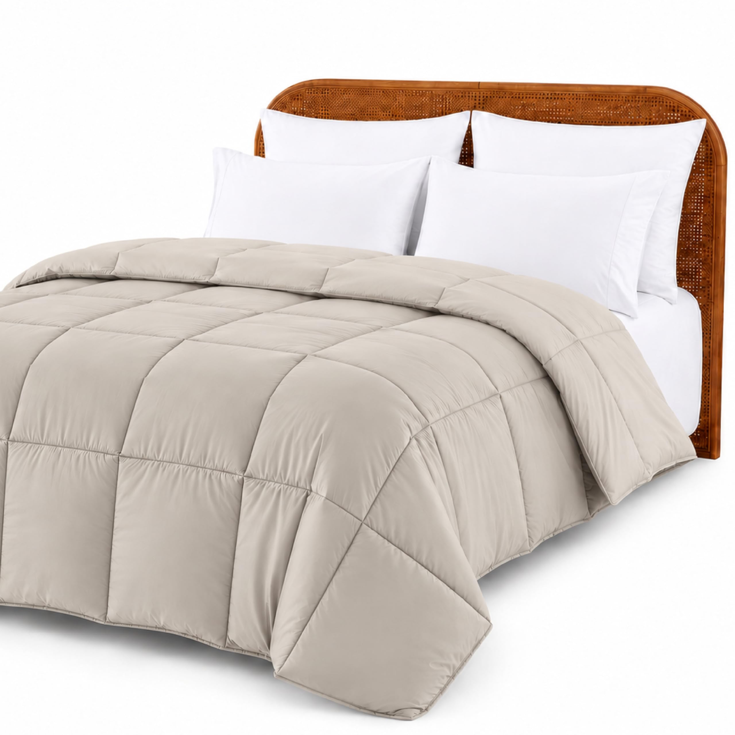 Modern Threads Comforter Duvet Insert, Reversible Quilted Down Alternative Comforter with Corner Tabs, All Season Bedding, Twin, Champagne