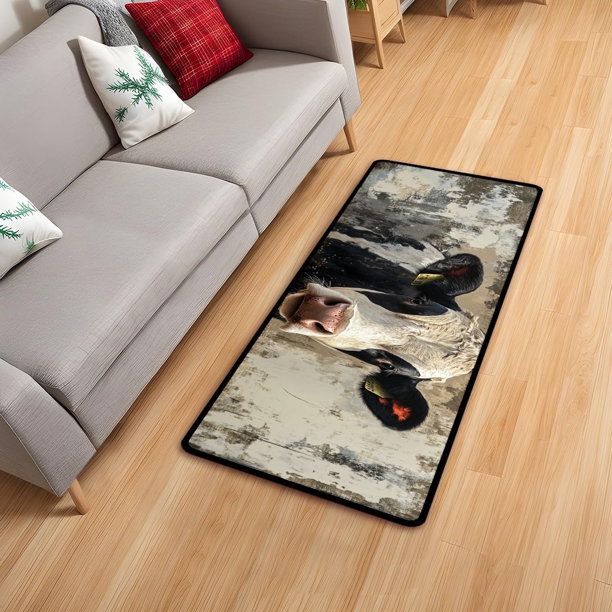 Cow Kitchen Room Mat, Kitchen Area Rug 20''x59'' Laundry Room Rug Runner, Floor Matfor Bathroom, and Mudroom