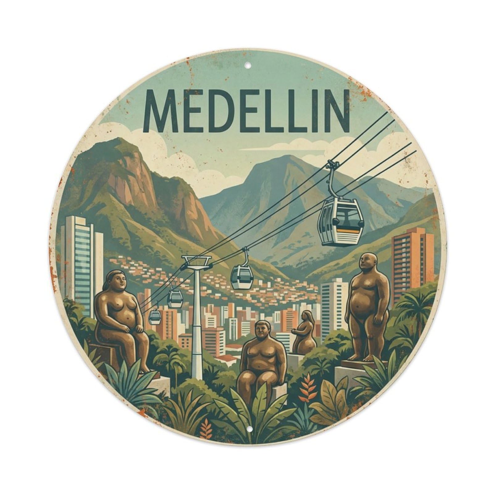 Travel Retro Colombia Medellin Metal Tin Sign