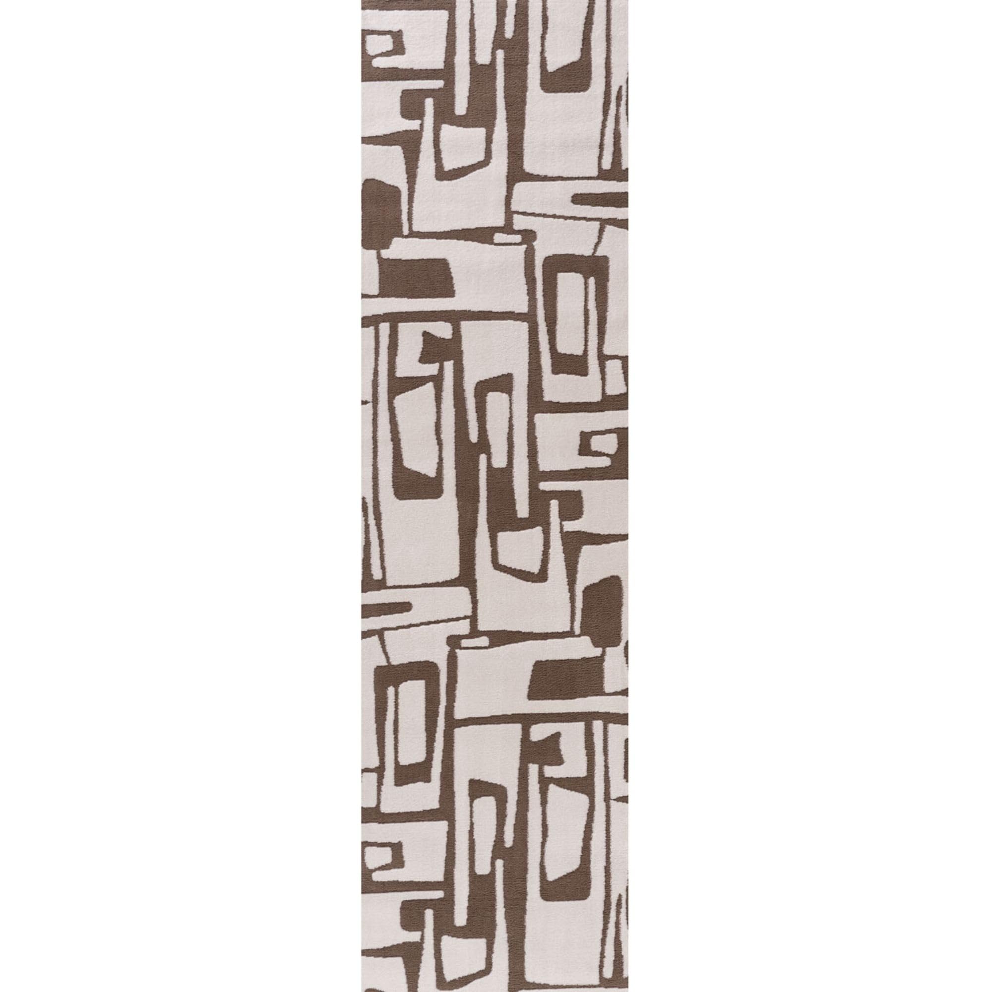 THE RUGS Living Room Rug, Loft Collection – Modern Textured 14mm Soft Pile Area Carpet, Non-Shedding & Easy Care [ Abstract Brown, 80x300 cm]