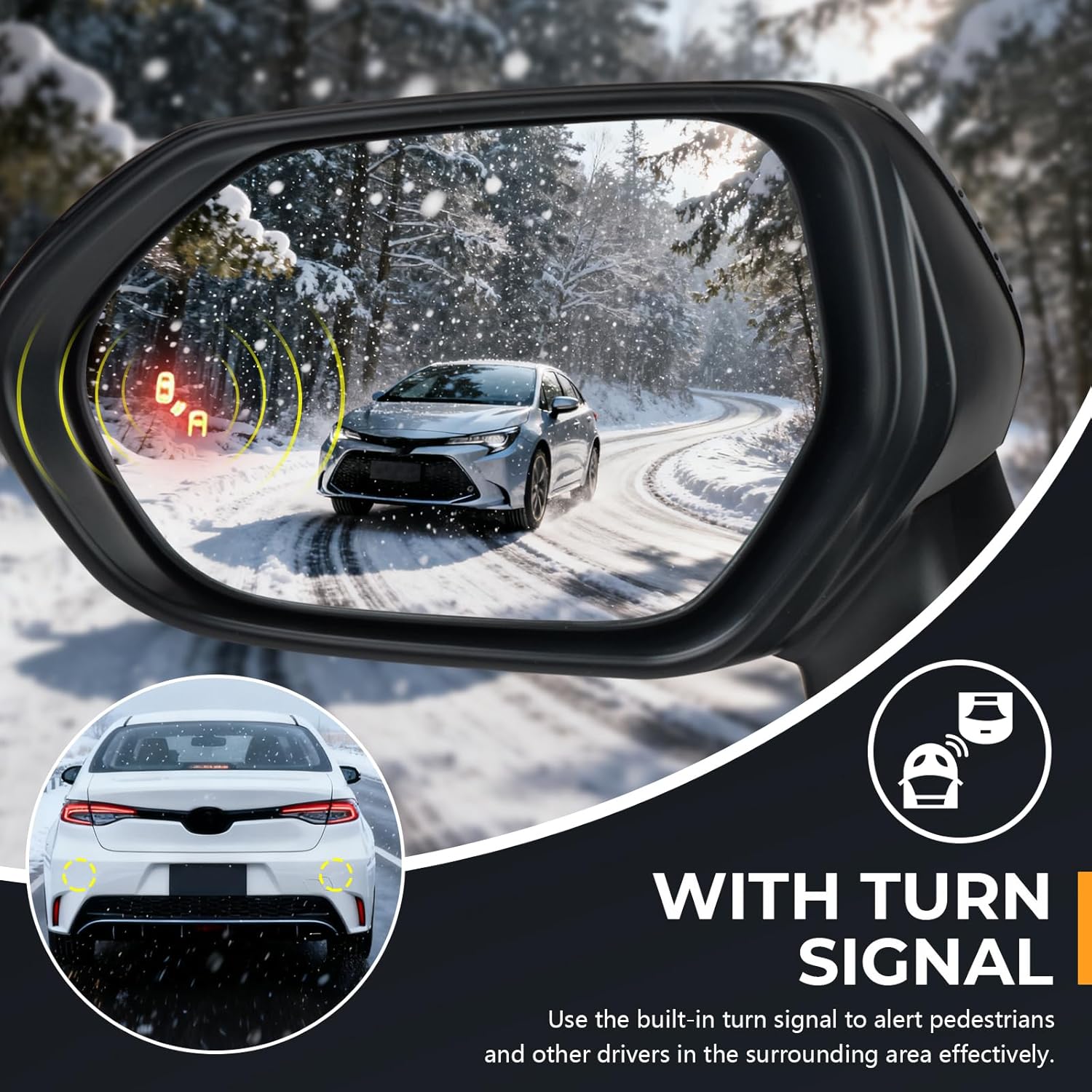 driver side rear View Mirror Assembly compatible with Toyota Corolla 2020-2025 left side Door Mirror replace 8794012G00 TO1320394 6 pins Power adjustable Heated Manual folding Heated