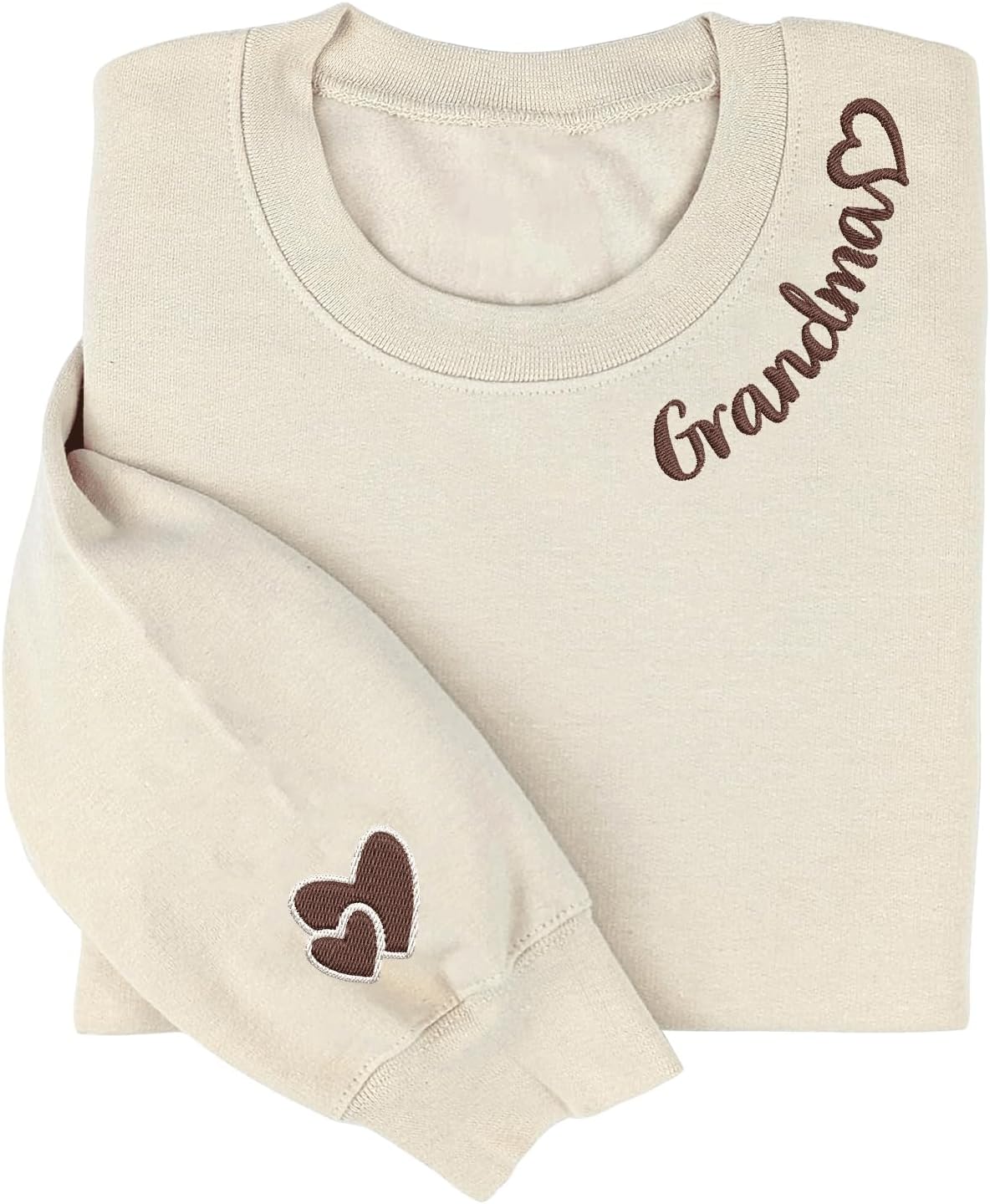 Mama Embroidered Crewneck Sweatshirt, Mama Neckline Sweater with Heart on Sleeve, Mama Pullover Size M-4XL