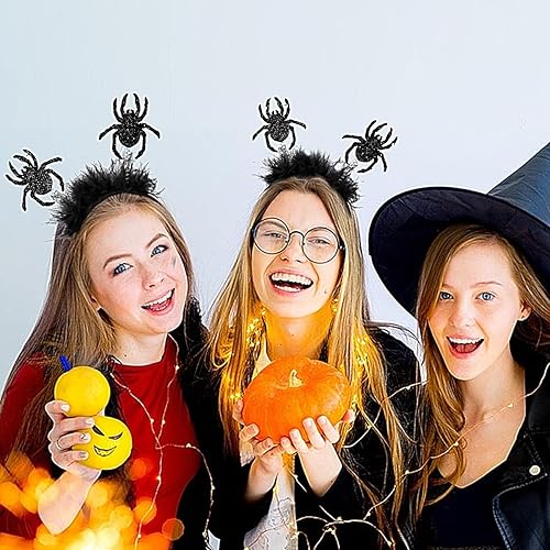 Miniatura 7 de Doneace Diadema de araña negra de Halloween, accesorio de disfraz de Halloween para mujer, diadema de plumas para fiesta de Halloween, accesorios de