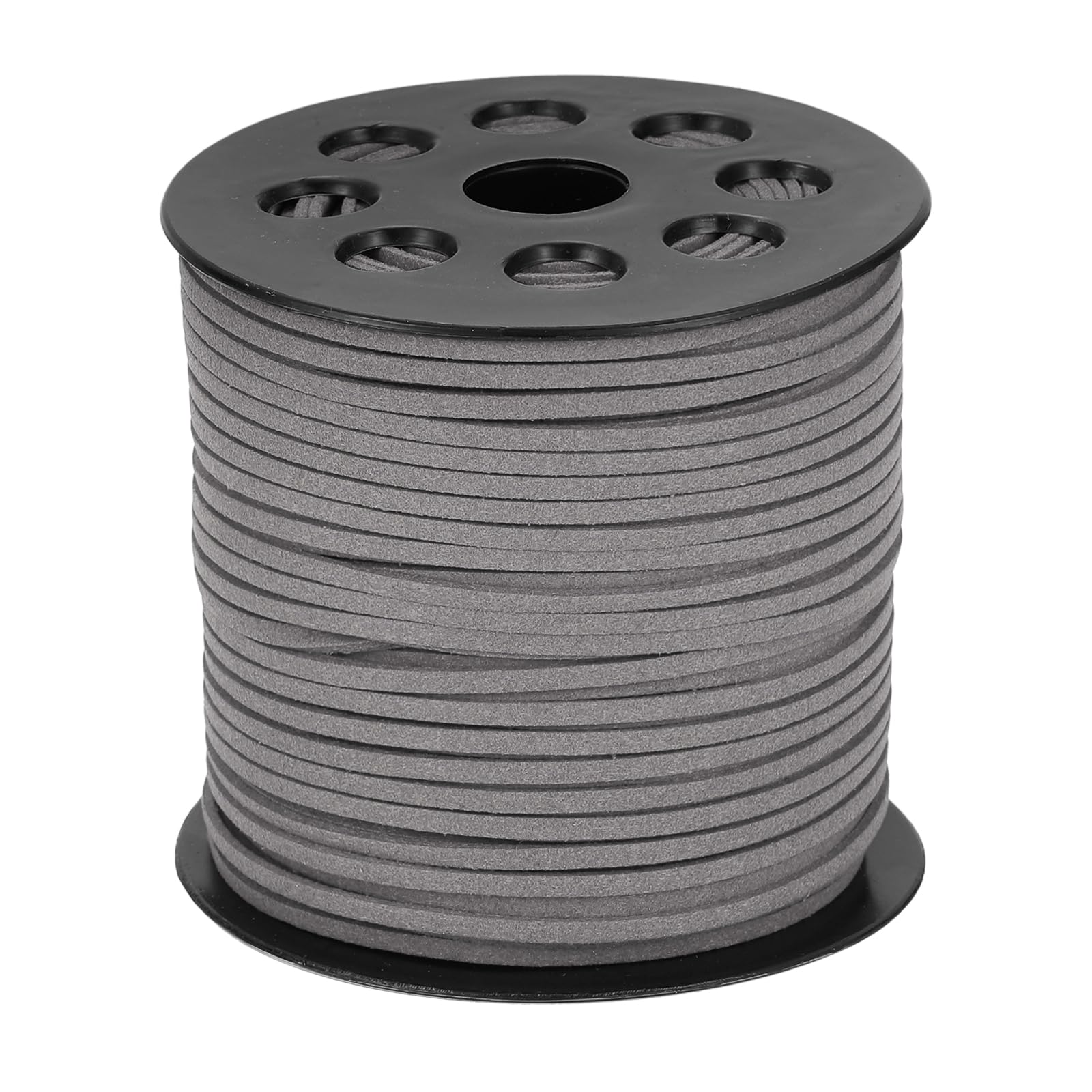 sourcing map 98 Yards x 0.1"(2.6mm) Faux Leather Cord, Flat Suede Cord Leather Strip Braiding String Lace for Jewelry Making Bracelet Necklace Beading Making DIY Crafts, Light Gray