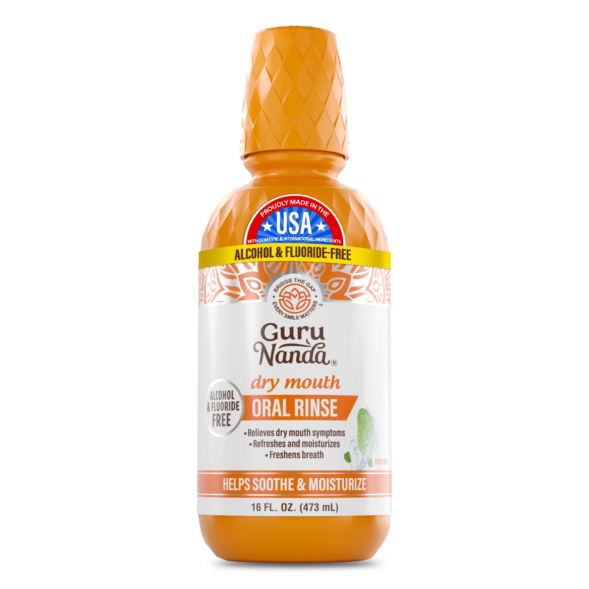 GuruNanda Dry Mouth Mouthwash – Helps Relieve Dry Mouth & Moisturize Oral Tissues – Alcohol-Free, Gentle Hydration Oral Rinse – Fresh Mint, 473 ml