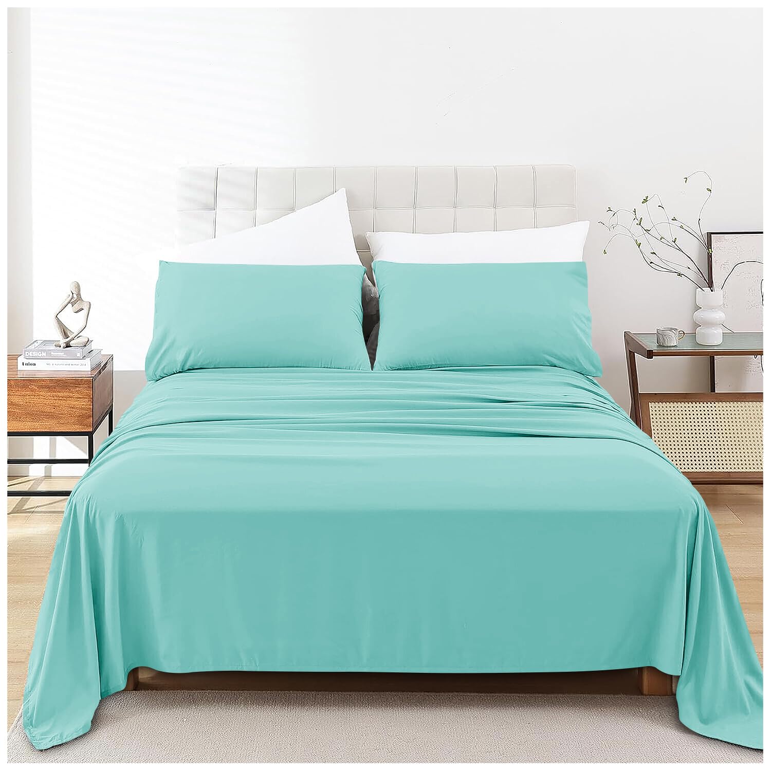 Gc Gaveno Cavailia Aqua Luxurious Percale Sheet Anti Wrinkle Flat Double Bed Sheets Poly Cotton Dyed Plain Bedding Bedsheet,