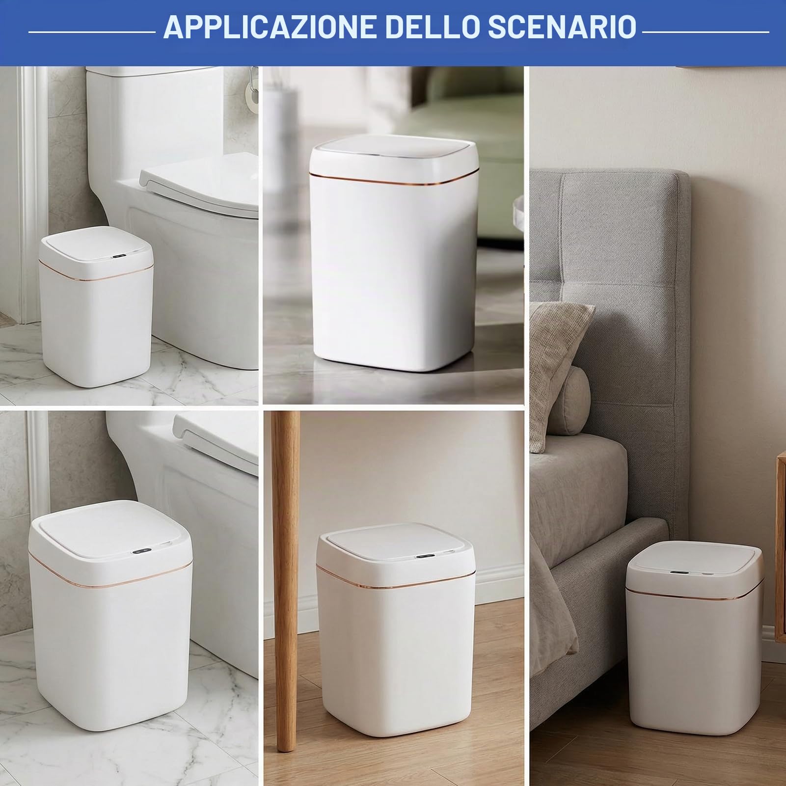 Pattumiera Automatica con Sensore di Movimento Senza Tocco Pattumiera Rettangolare in Plastica Elettrica Intelligente da 11 Litri con Coperchio, Adatta Per Soggiorno, Camera da Letto, Cucina Per Uffic