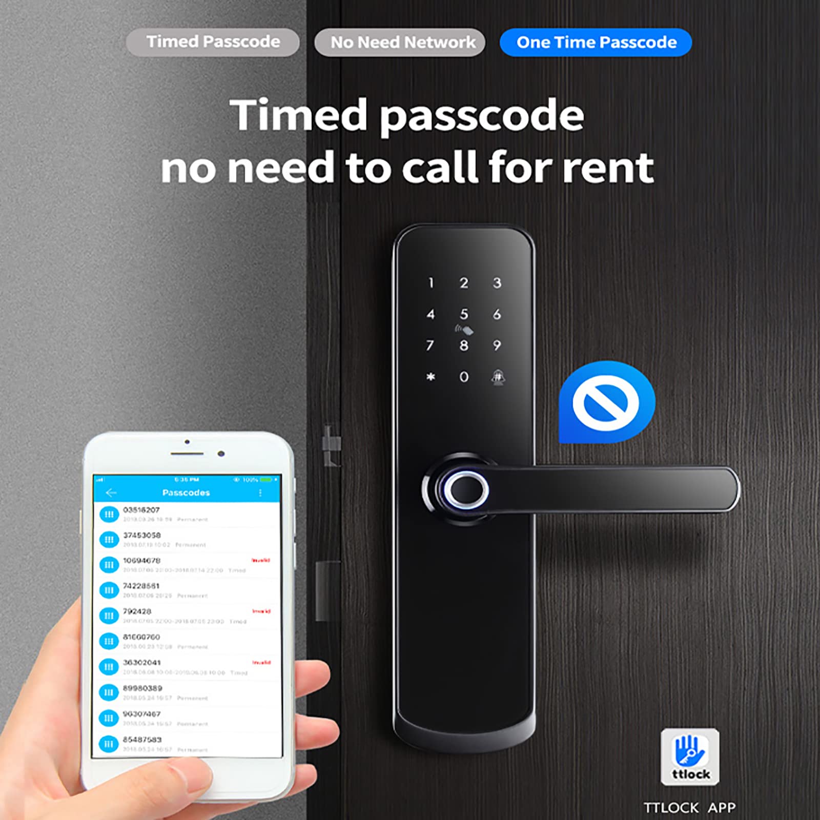 Smart Lock Touchscreen sleutelloos deurslot WiFi TY APP vingerafdruk