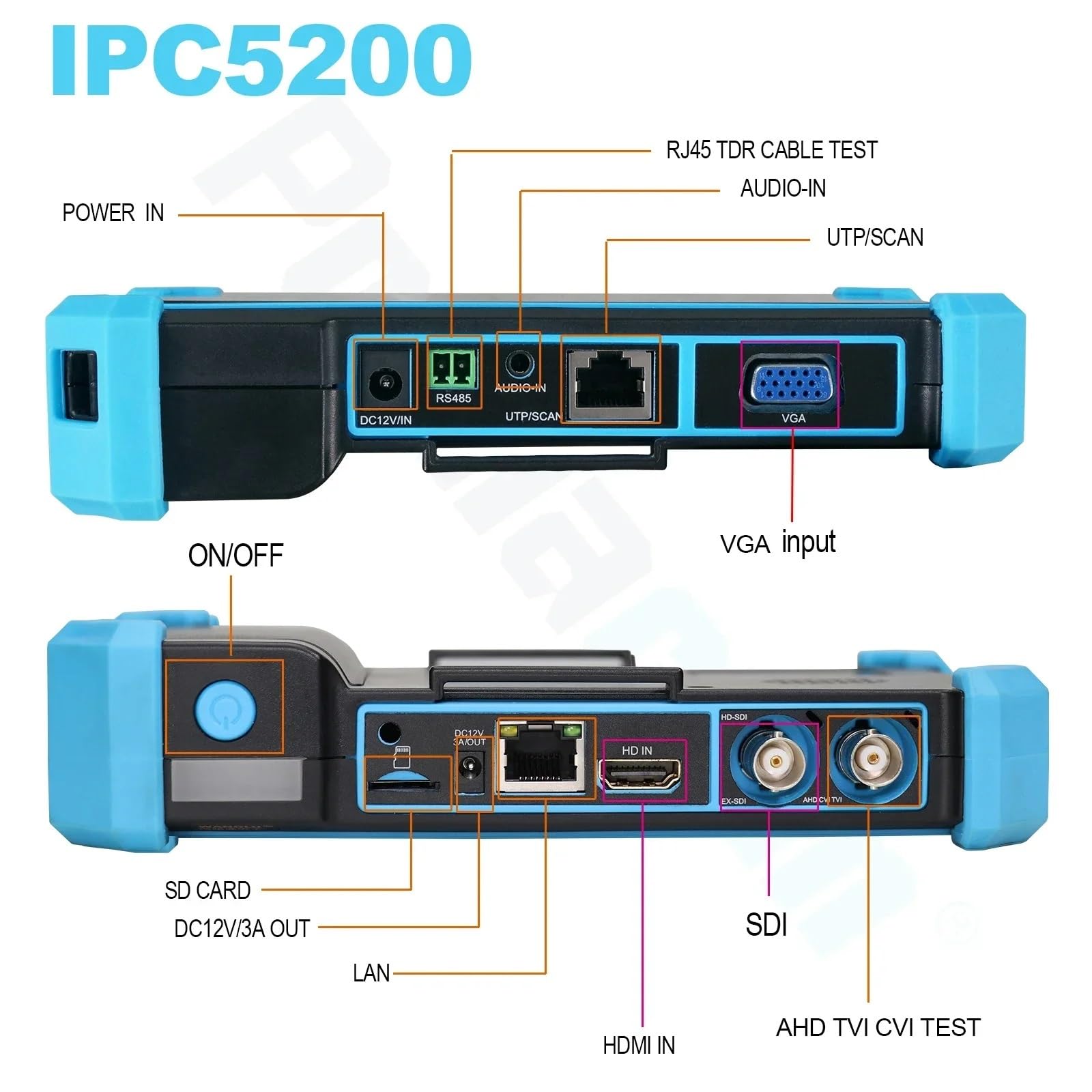 Ipc 5200c Plus Cftv Tester, kamera karta graficzna Monitor HD przenośny tester monitora Iptv Utp Rj45 kabla sieciowego Ipc5100 Wysoka wydajność(5100-Cable)