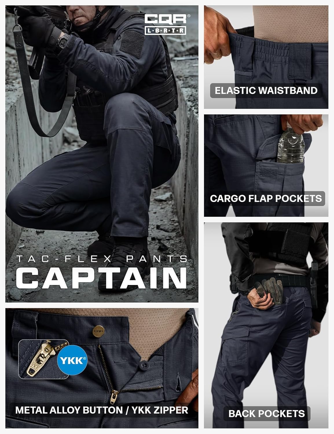 CQR Men's Flex Ripstop Tactical Pants, Water Resistant Stretch Cargo Pants, Lightweight EDC Hiking Work Pants - Image 8