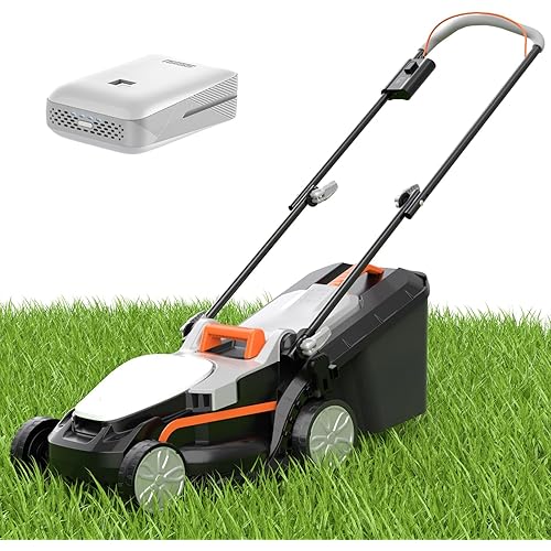 Litheli Electric Lawn Mower Cordless,Grass Cutter Machine for 1300 Sq.Ft.Lawnmower with Motor,13.2 in Cutting Width,8 Gallon Capacity,Cutting Height from 1 to 2.5 in with 4.0A Battery
