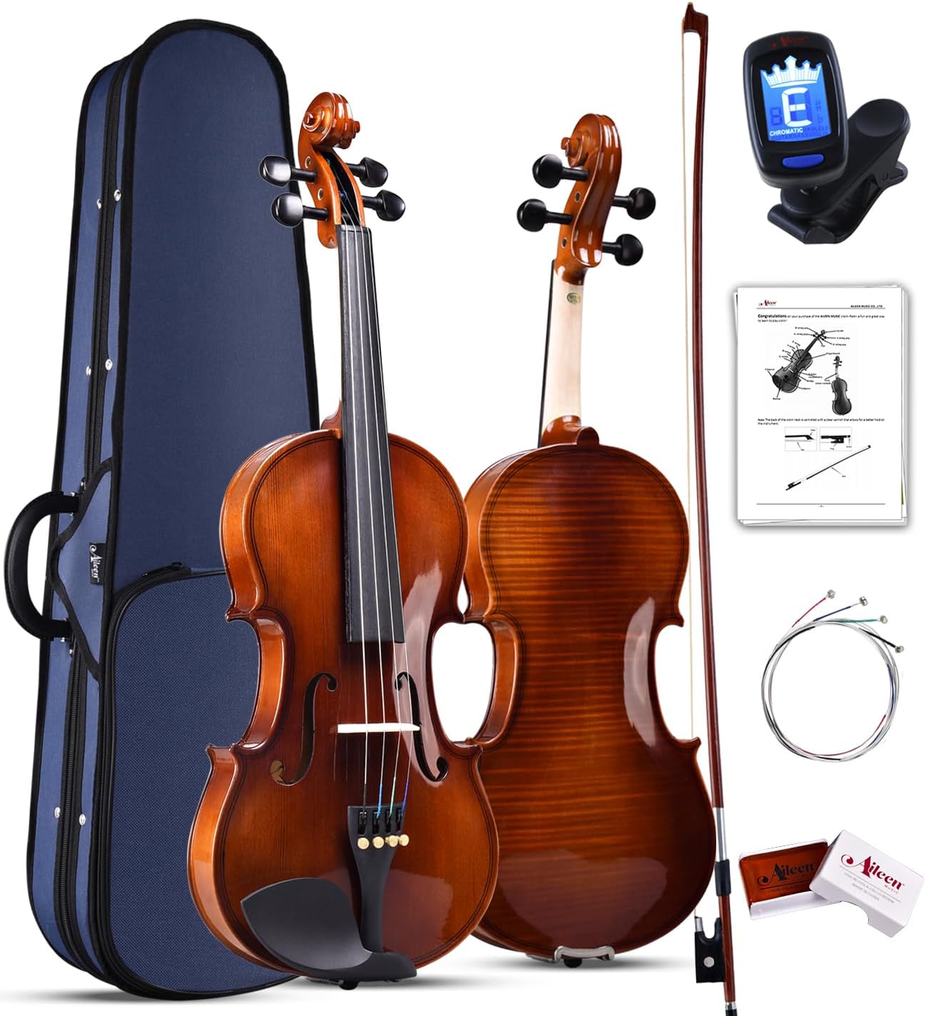 Aileen 4/4 Violin Set for Beginners, Full Size Fiddle Kit for Adults Starters and Children Teenager Students