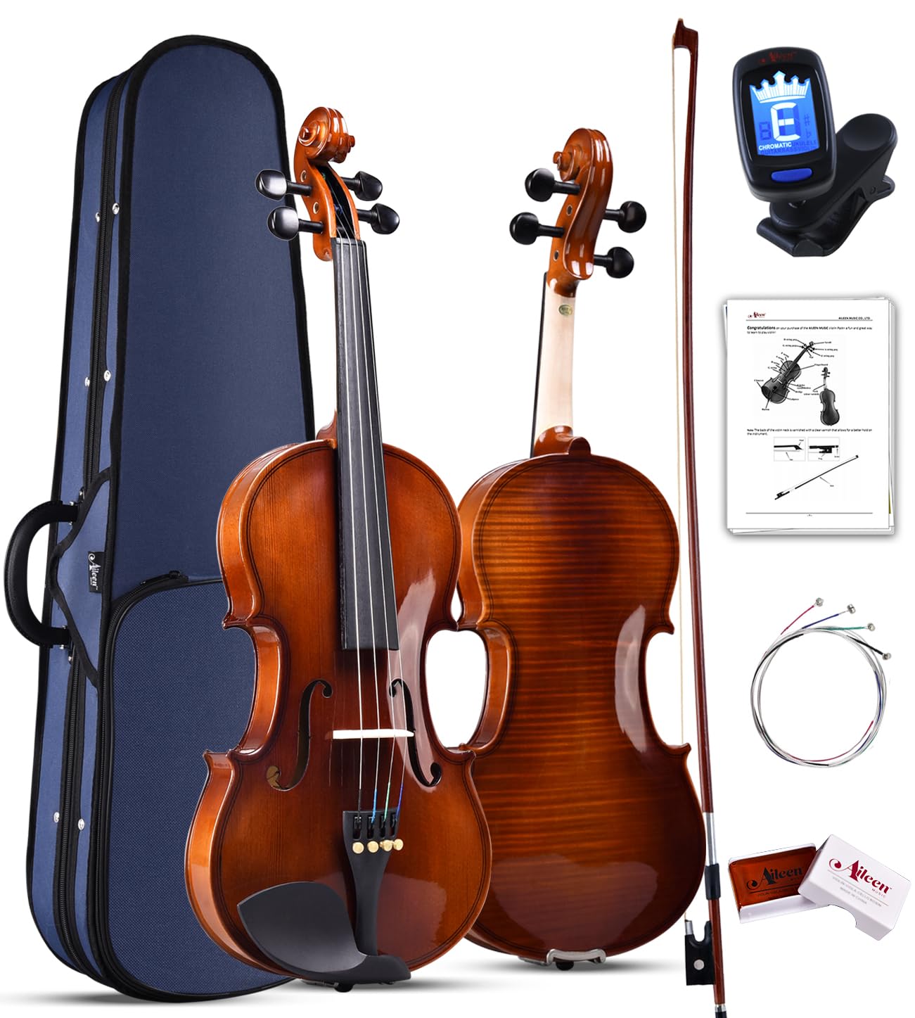 Aileen Violin 4/4 Adult, Beginner Violin with Antique Glossy Look