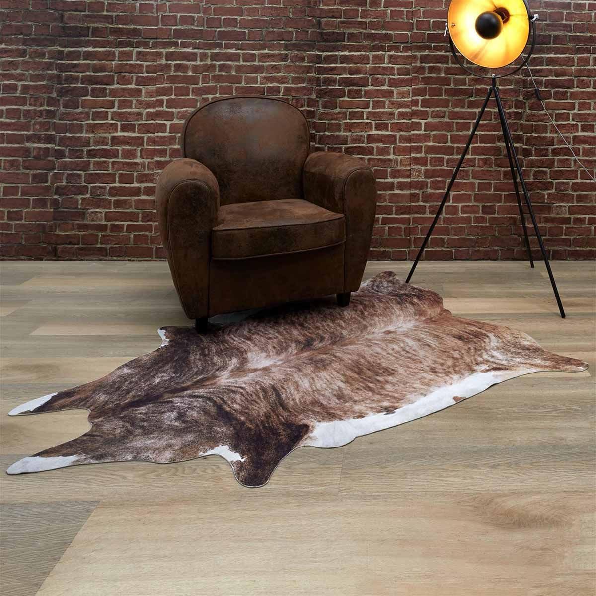 Paris Prix Tapis Peau de Vache Imitation 120x158cm Marron