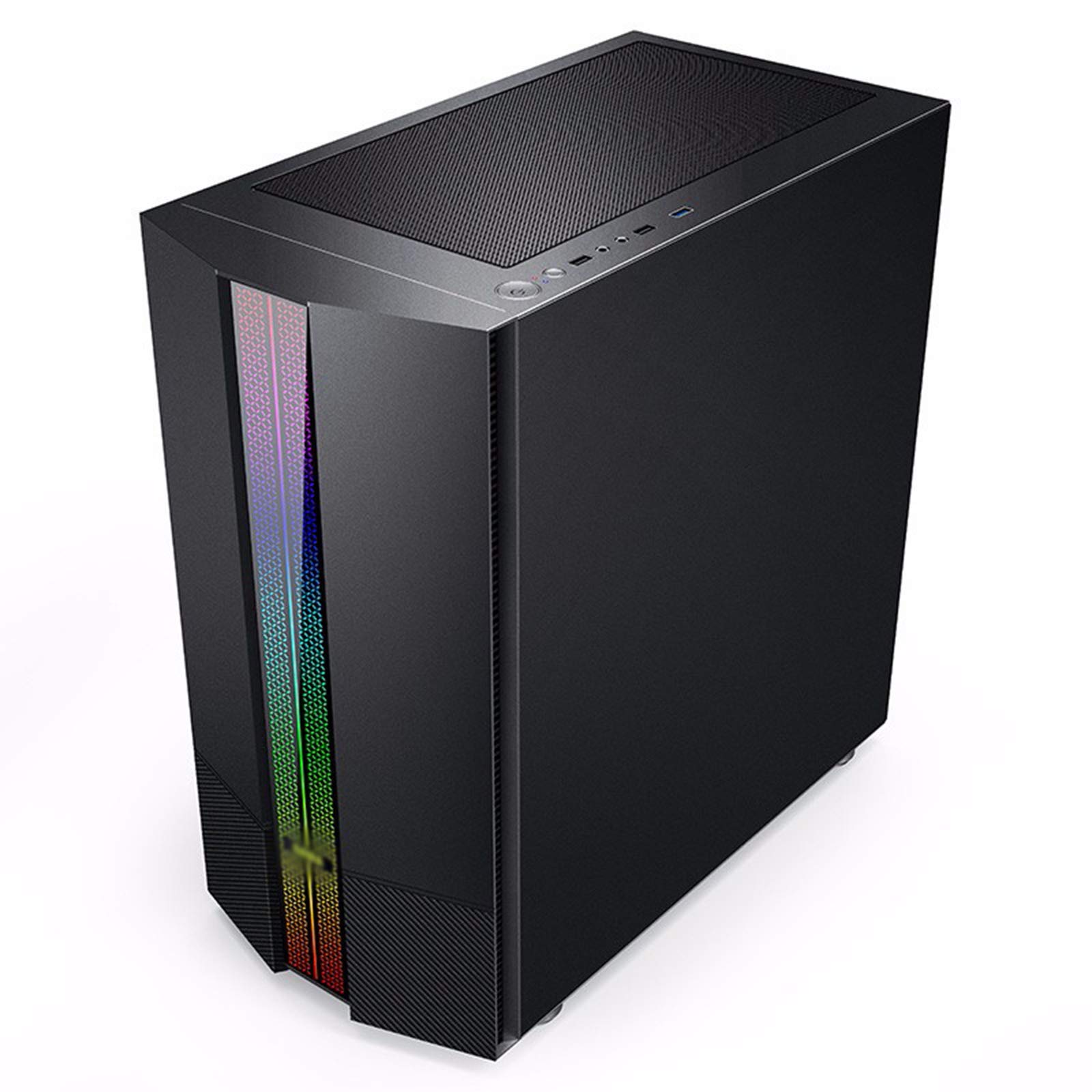 Caso Computer Case ATX Mid Tower PC Gaming - Porta USB Anteriore - Quick-Release Vetro temperato Pannello Laterale - Sistema di Gestione dei Cavi - Pronto Water-Cooling - Nero
