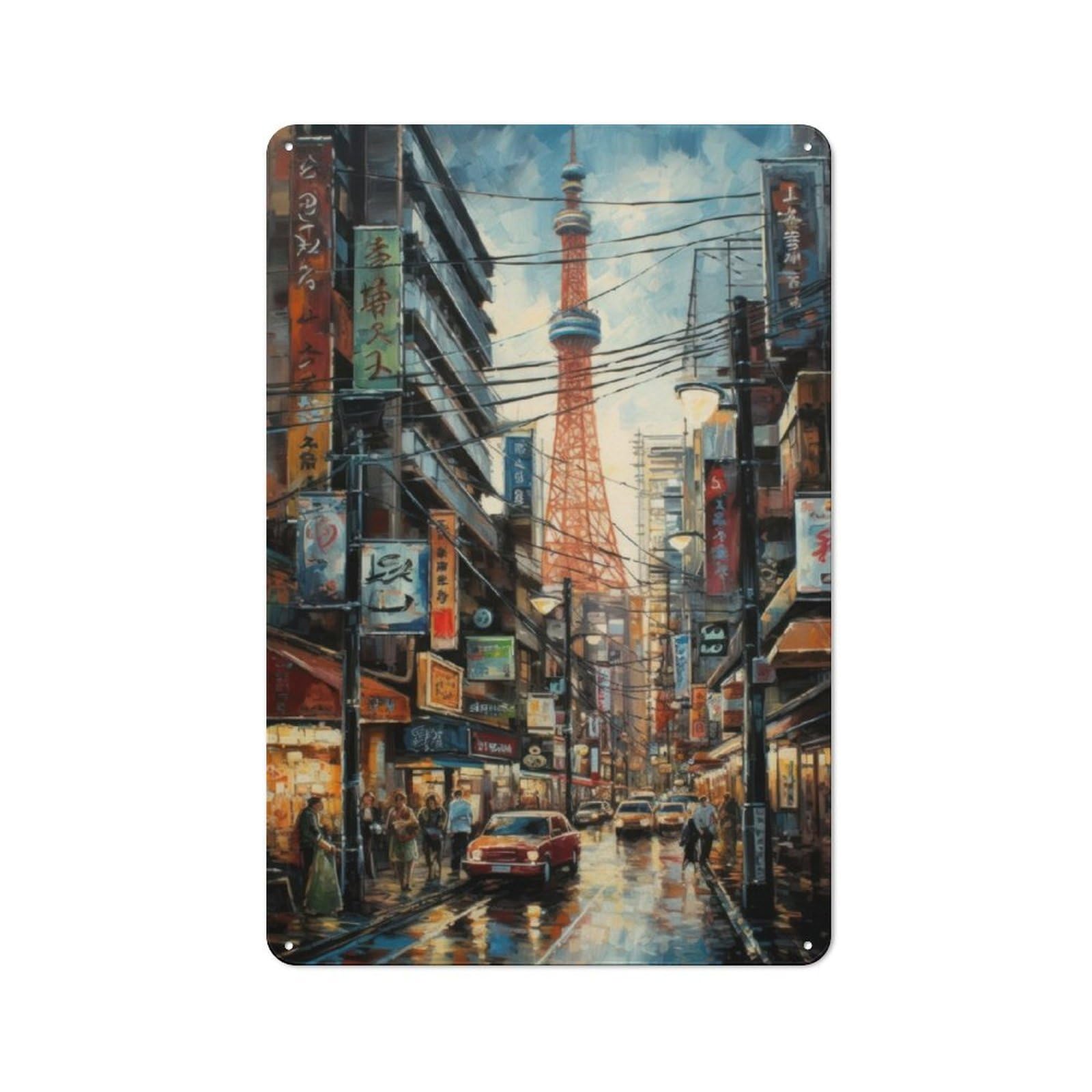 Junmoney Tokyo Urban Energy Japan Metal Sign 30X20cm With For Workshop Wall, Retro Decor, For Garage, Workshop And Man Cave Decoration