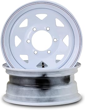 LIBRA 15X6 Trailer Wheel 6 Lug on 5.5" Bolt Pattern White Spoke,Set 2-17012