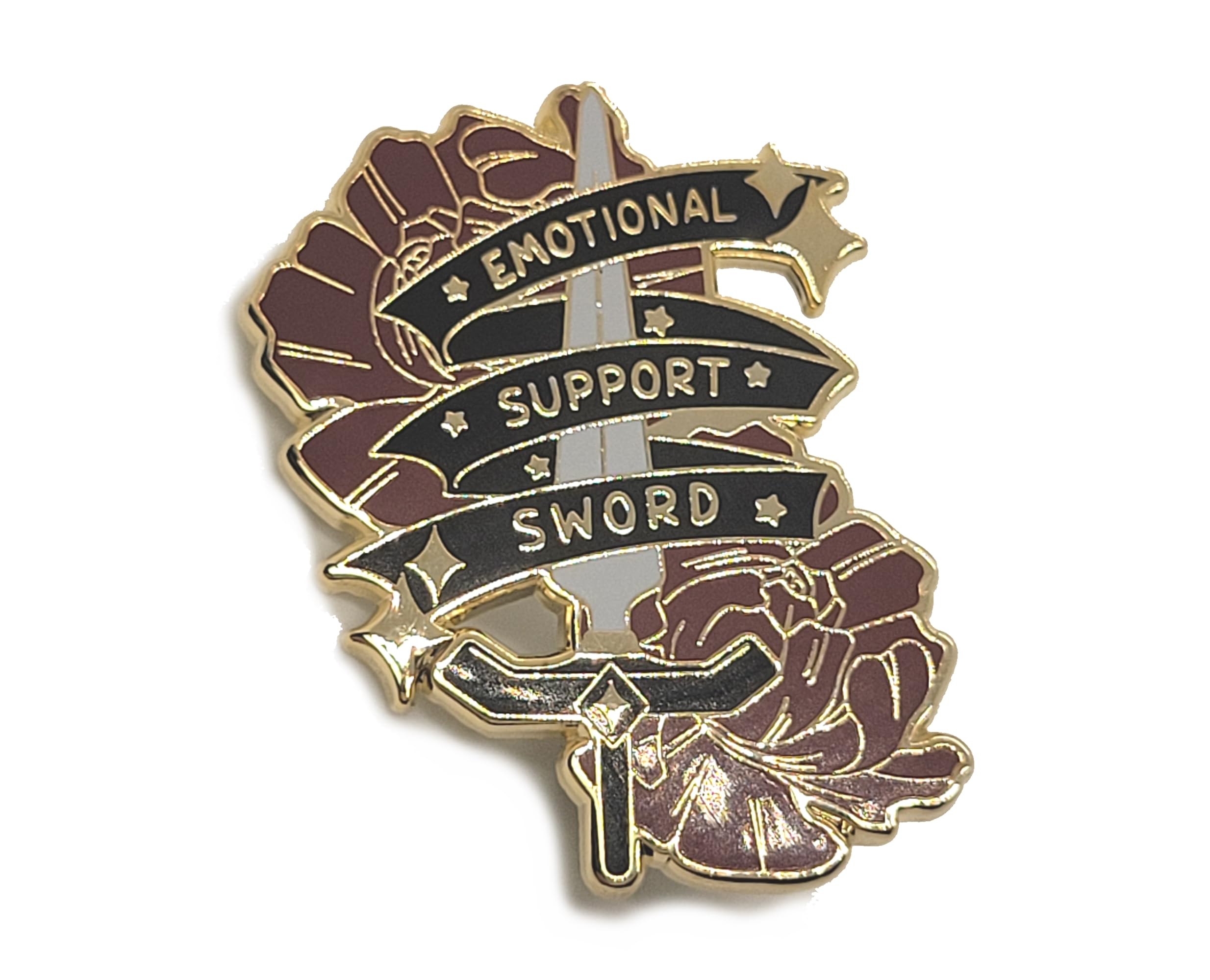 Hokum and SnarkEmotional Support Sword Pin | Glittering Red or Solid Red Empowering Enamel Pin | Don't Go Alone Take This