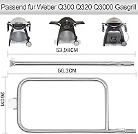 MGiessca Rozsdamentes Acél Égőcső Weber Q300, Q320, Q3000, Q3200 Gázgrillekhez - Égőfej Csere Készlet 404341 57060001 Modellekhez 3