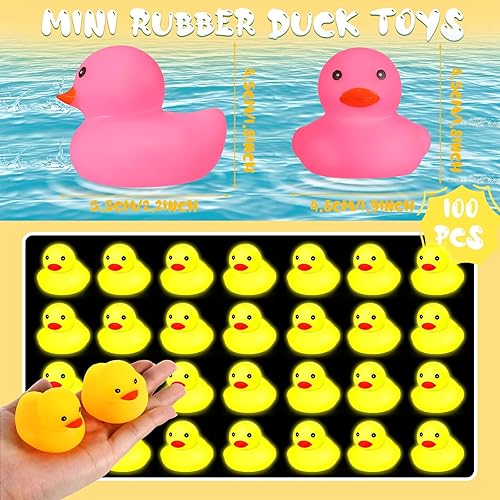 Vista 2 de Syhood Patos de goma que brillan en la oscuridad, patos luminosos de 2.2 pulgadas a granel, juguetes flotantes para bañera y baño, mini patos