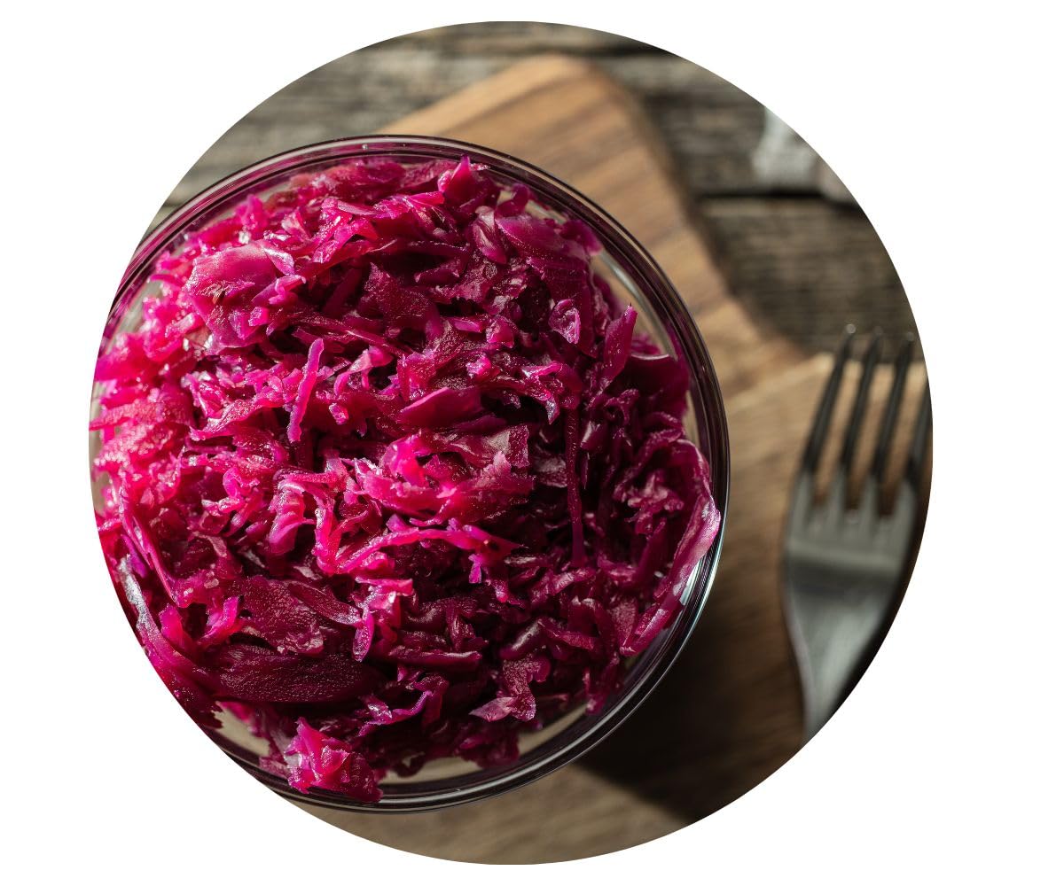 Euro-East Fermentierter Rotkohl 6er Pack im Glas | Hervorragende Ergänzung zu einer Vielzahl von Gerichten | Reich an Antioxidantien, Vitamin C und E | 6 x 460 g