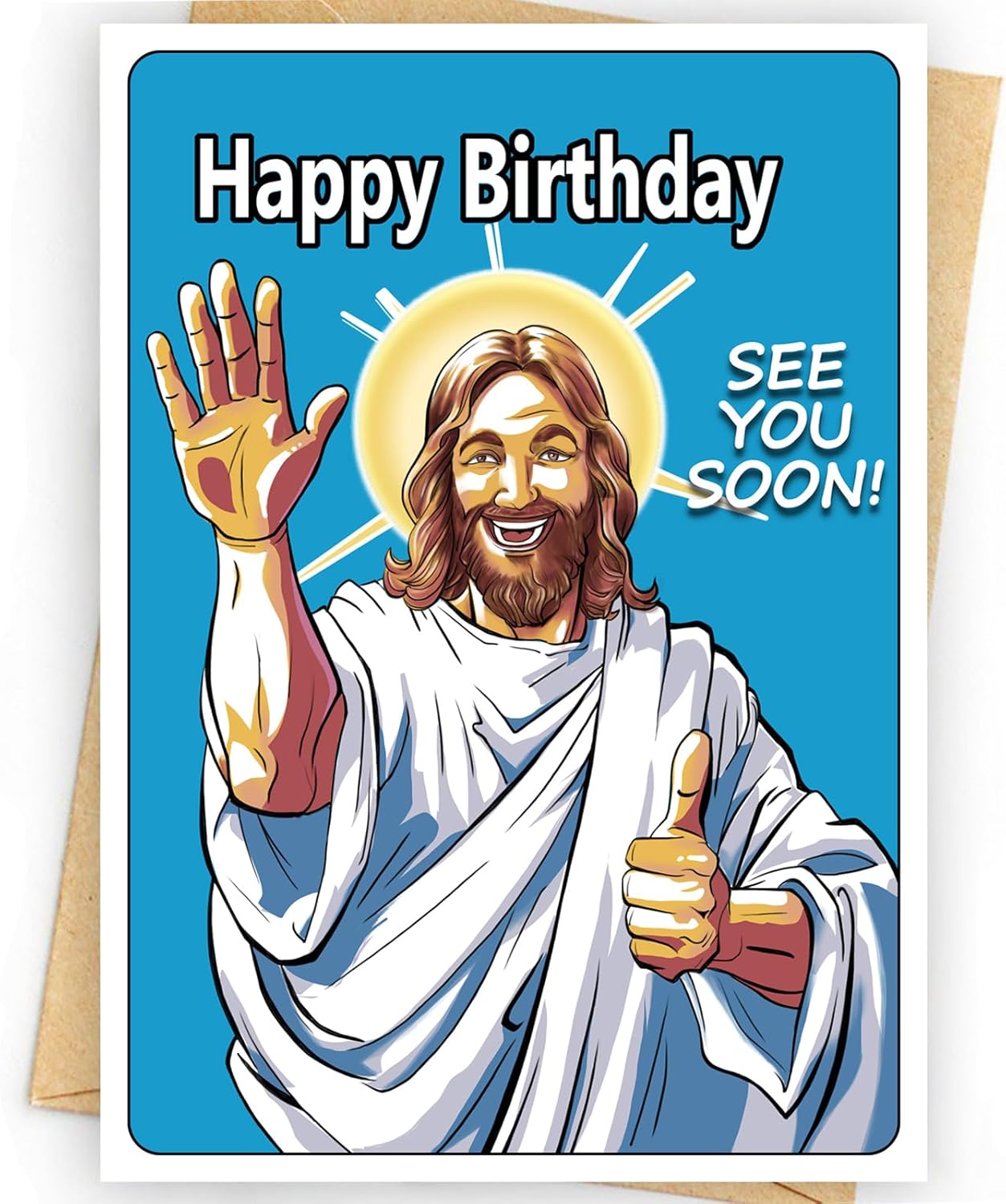 funny greeting birthday card for husband, men, boyfriend, him, funny birthday card with fancy envelope and seal a style