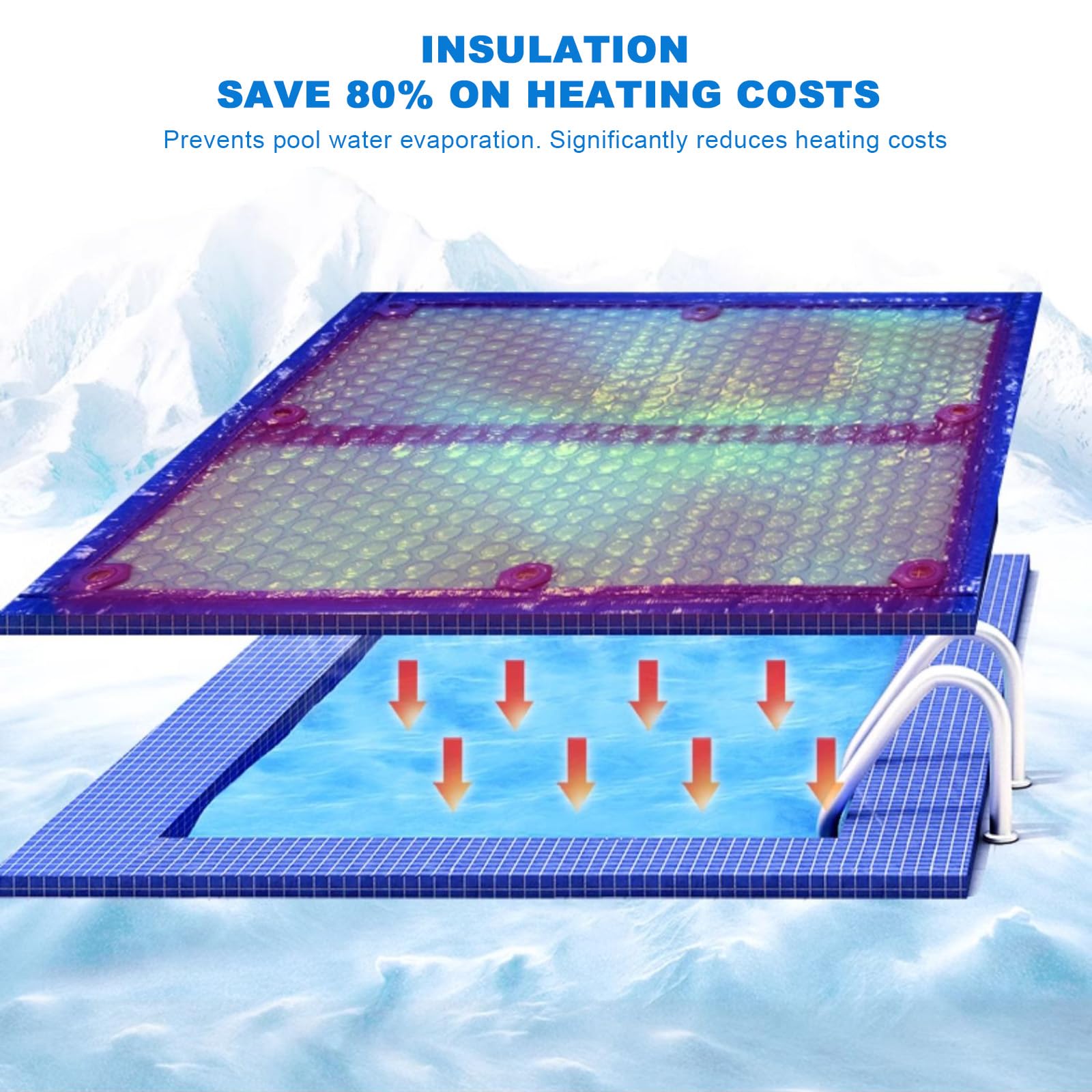 Carrete de piscina para cubiertas, rodillo telescópico de aluminio con ruedas y manivela para mantas solares, compatible con piscinas enterradas y sobre el suelo