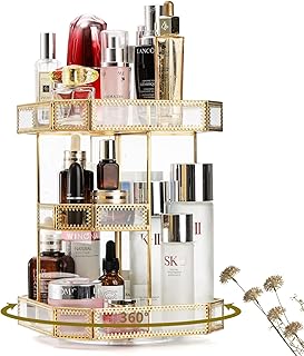 ZOOFOX Organizador de maquillaje de vidrio gi...