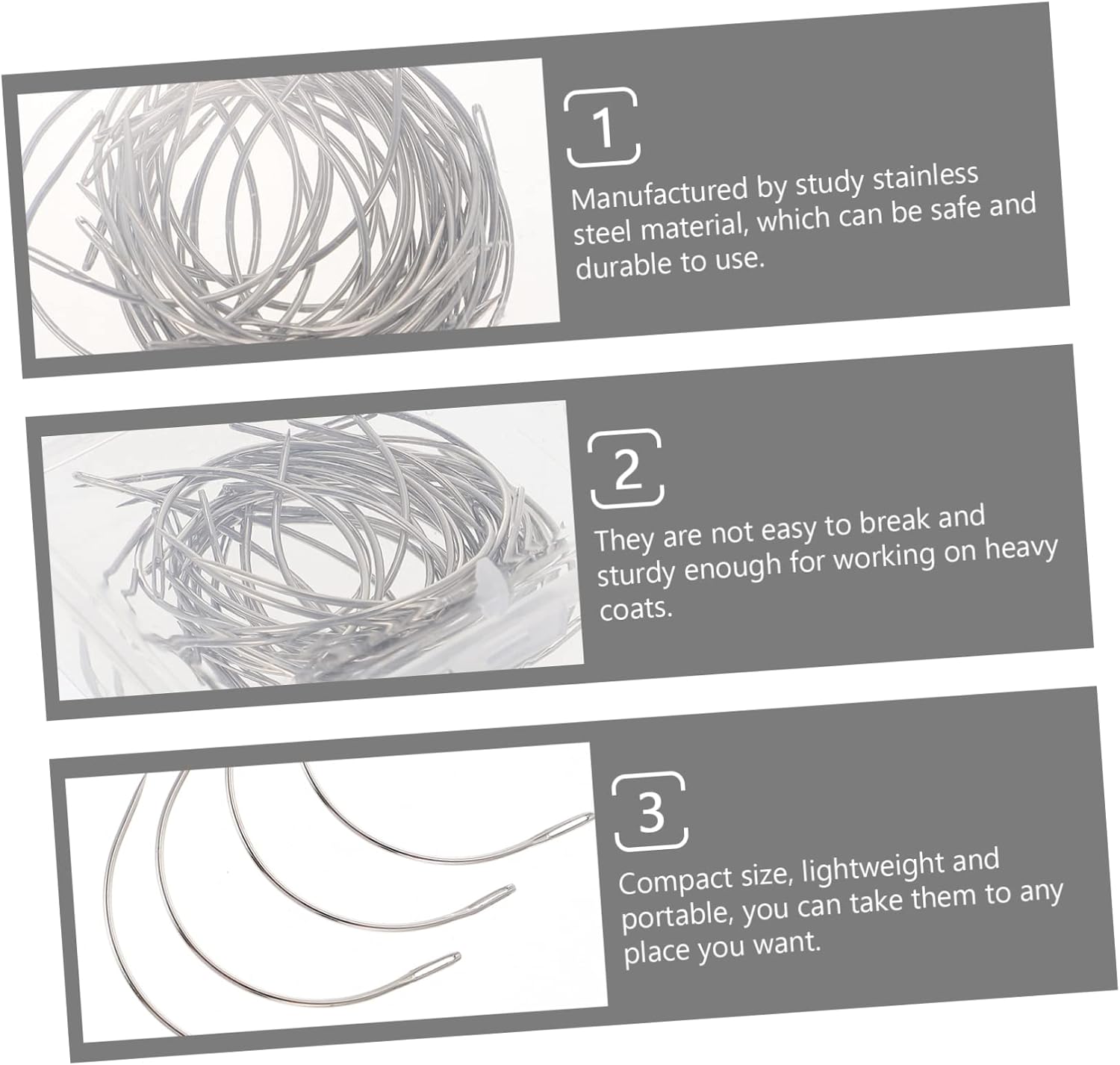 IWOWHERO Convenient Curved Needles for Hand Sewing Needles Box Pack for Weaving Upholstery and Carpet Repair