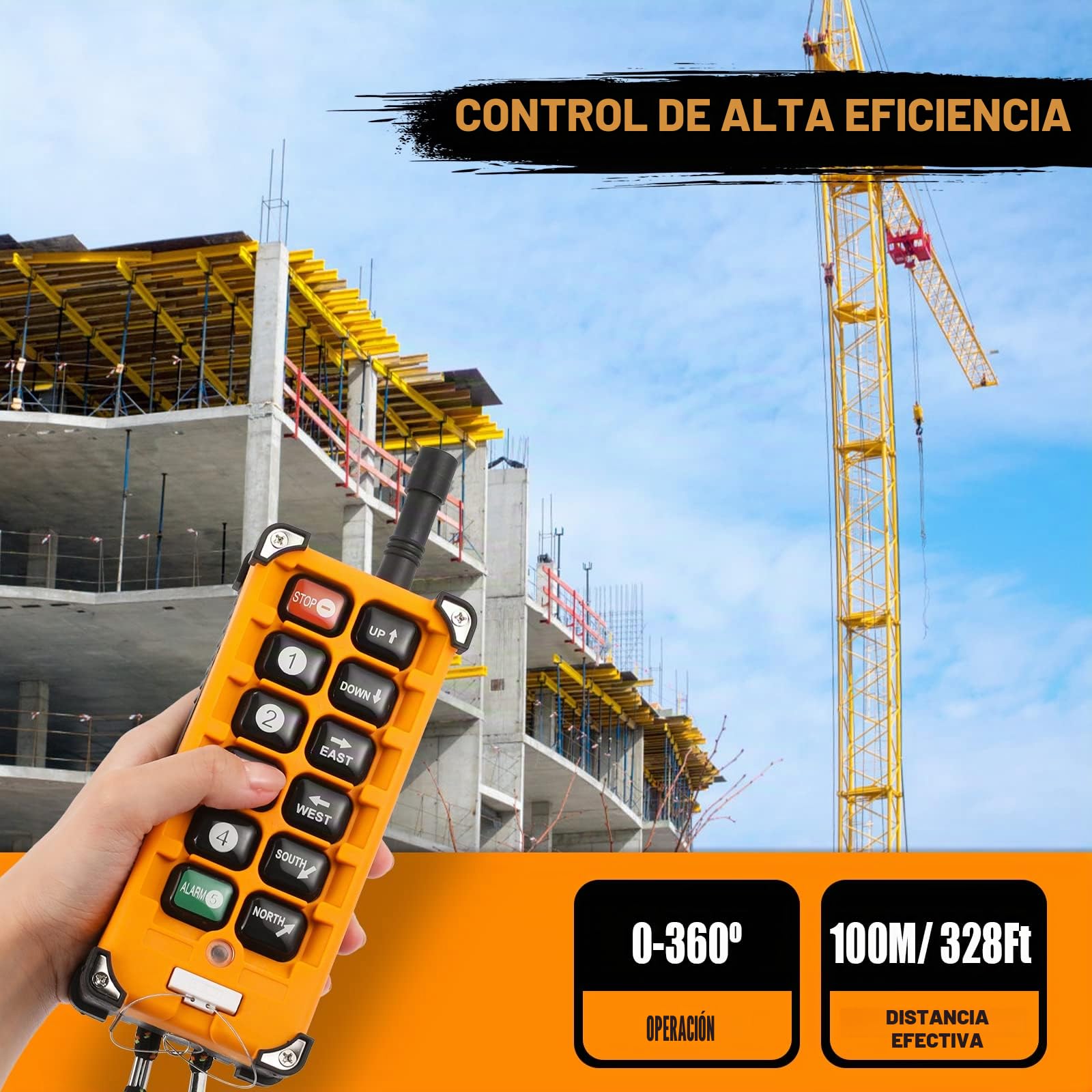 NEWTRY Control remoto de grúa inalámbrica, 12 botones y receptor 24V para polipasto industrial, grúa puente (receptor DC&AC 24V)