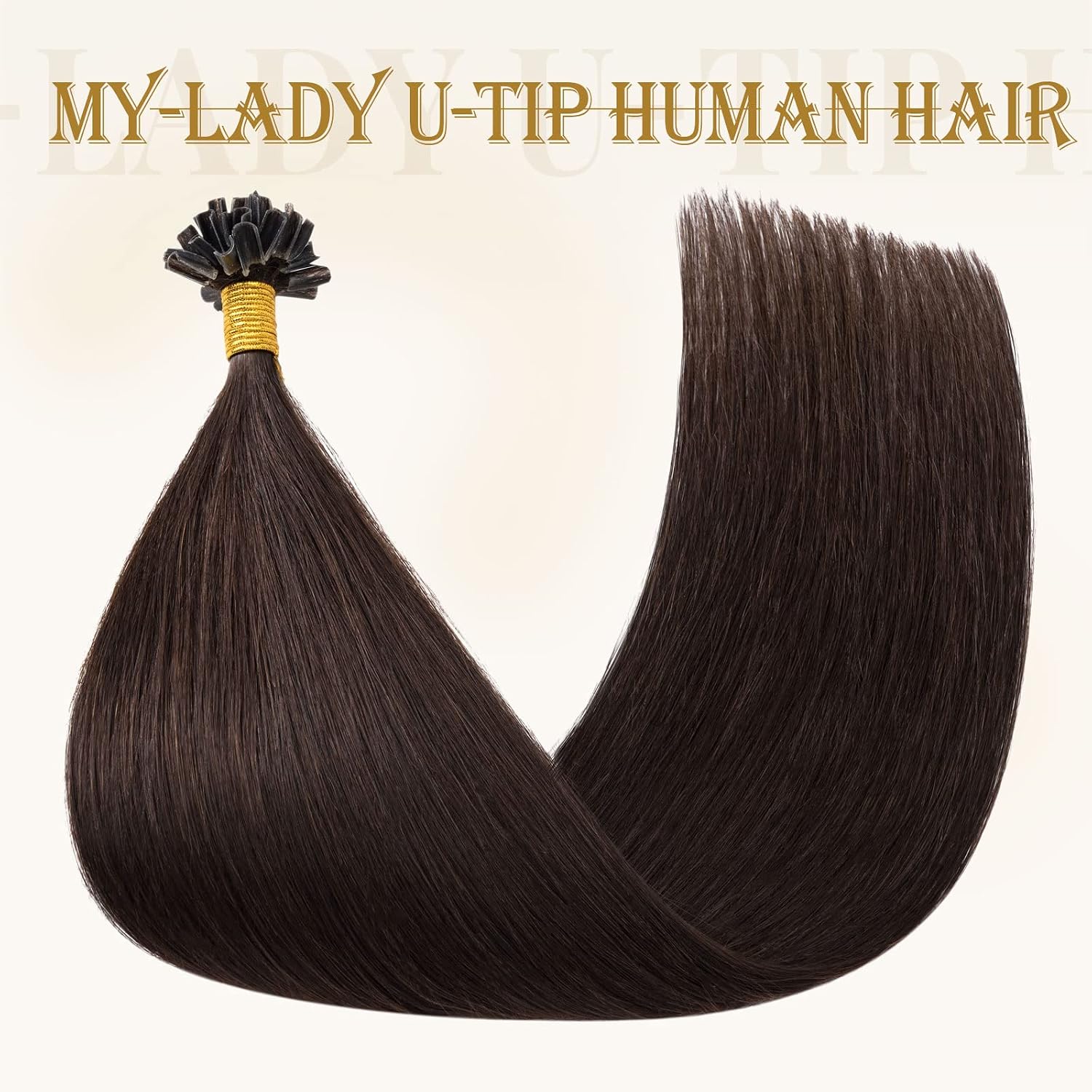 MY-LADY K Tip Hair Extensions Real Human Hair Dark Brown 24 Inch 50G 50Strands KTip U Tip Utip Keratin Bond Fusion Pre Bonded Straight Real Remy Hairpieces
