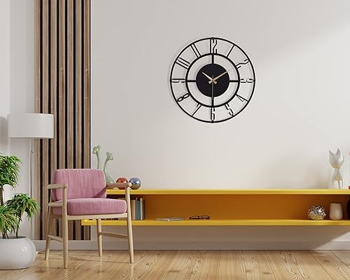 Miniatura 6 de Reloj de pared grande para sala de estar, relojes de pared de cocina, relojes de pared grandes, 20 pulgadas19.7 in, relojes de pared de metal,