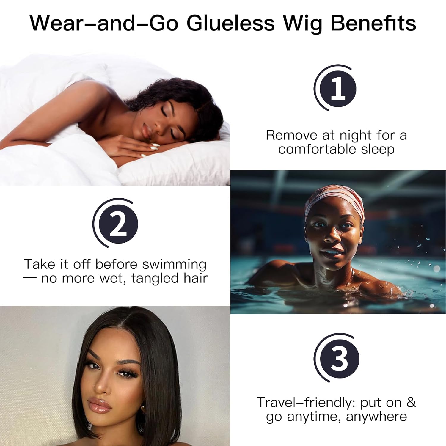 WEQUEEN Wear and Go Glueless Bob Wig Human Hair Pre Plucked Pre Cut 4x4 Skin-like Lace 250% Density Straight Short Bob Wig for Black Women 10 Inch