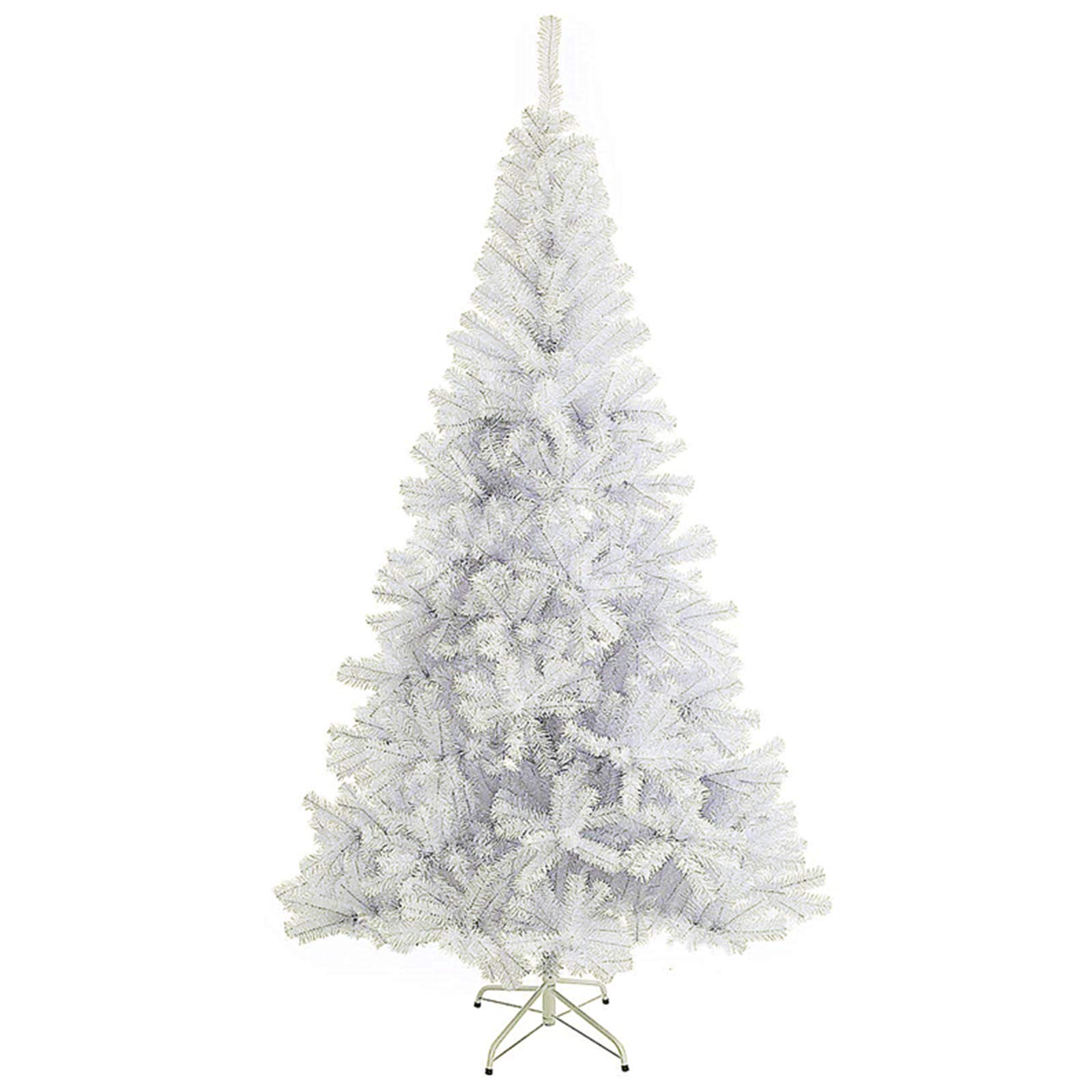 Árbol de Navidad Artificial Pino 120/150/180/210CM Árbol Espeso y Lujo Verde/Blanco/Nevado con Copos de Nieve Blancos y Piñones de Pino Soporte Metálico Árboles - Blanco, 180cm, 600 Puntas