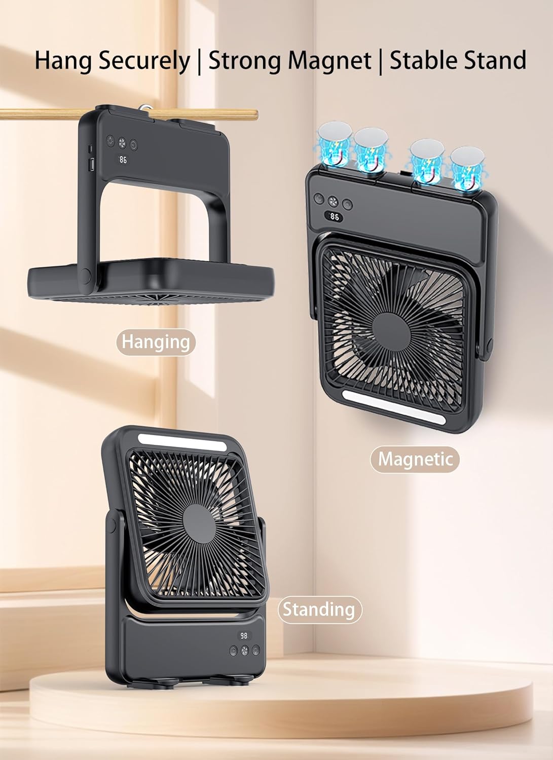 20000mAh Magnetic Cruise Approved Fan with Night Light, Ultra-Slim Travel Fan, 4-Speed, Hook Design, Portable Fan for Cruise Ship Cabin, Bedroom Sleeping, Camping, Travel & Cruise Essentials 2026