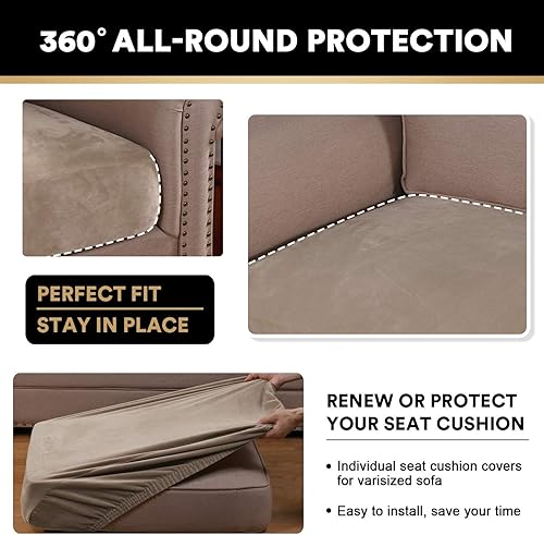 Vista 133 de PrinceDeco Fundas para sofá modular, 4 piezas, fundas de sofá para sofá seccional, fundas de terciopelo separadas para sofá seccional, en forma de L