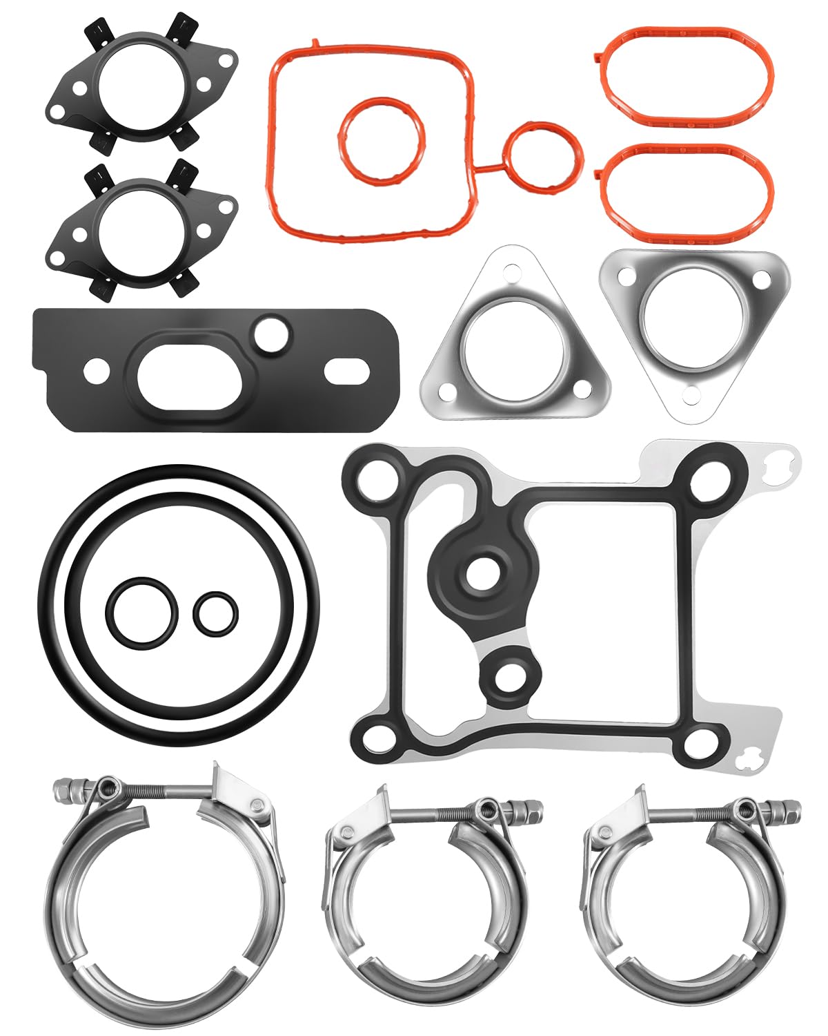 Turbocharger Mounting Gasket Set Fit for Ford F-250 F-350 F-450 F-550 Super Duty 6.7L 2011 2012 2013 2014 2015 2016, Replace GS33692 667-820 ‎AP0156 BC3Q6C840AC BC3Q9W622AB