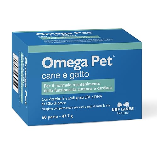 NBF Lanes - Omega Pet Perro y Gato, 60 perlas apetecibles, para el mantenimiento normal de la función cutánea…