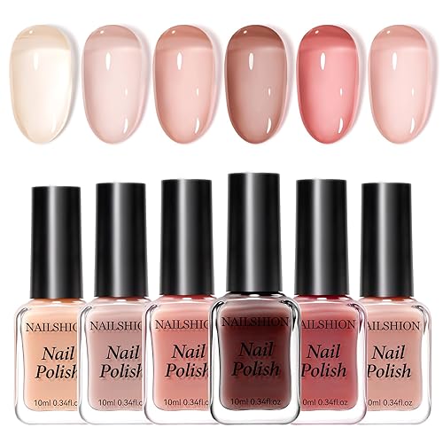 Clear Pink Nail Polish, Jelly Nude Set Neutral Beige Nude