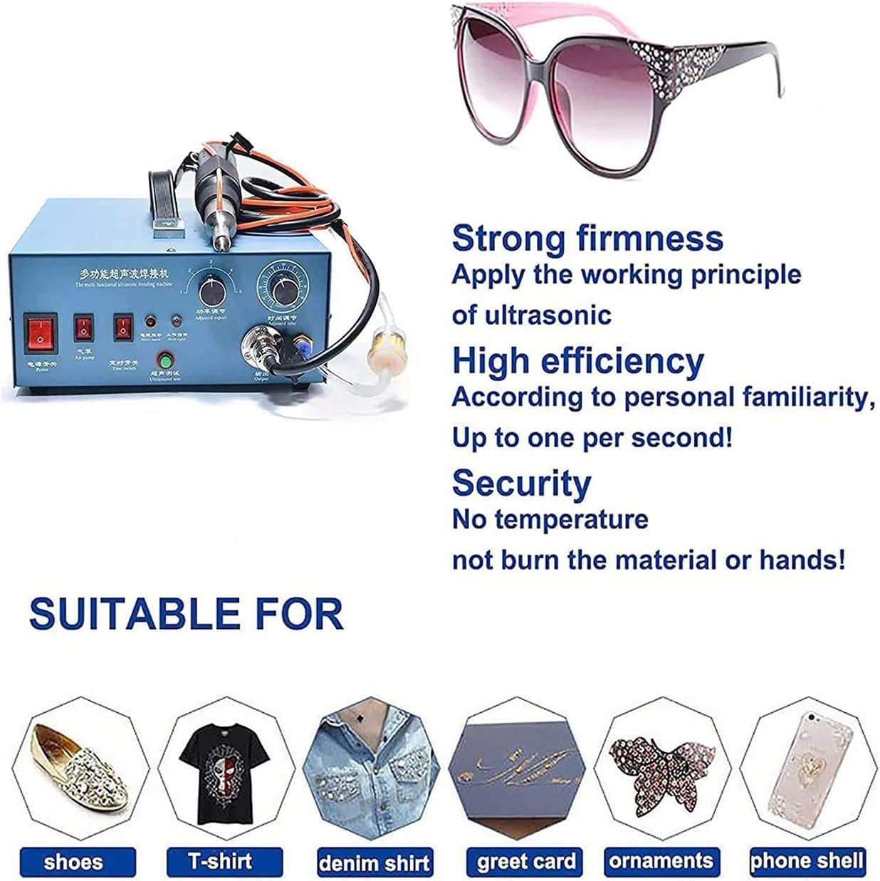 500W Rhinestone Applicator, Pearl Beads Setting Machine, 80 Pieces/Minute Hotfix Rhinestone Press Fixing Machine, for Clothing, Shoes, Decorations