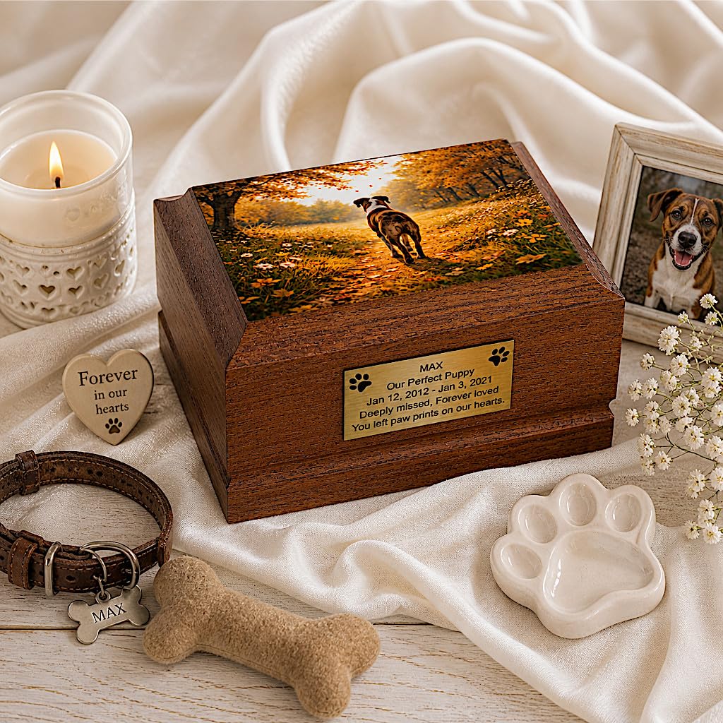 Boxer Dog Cremation Urn for Ashes Wooden Pet Urn for Dog Pet Loss Urn
