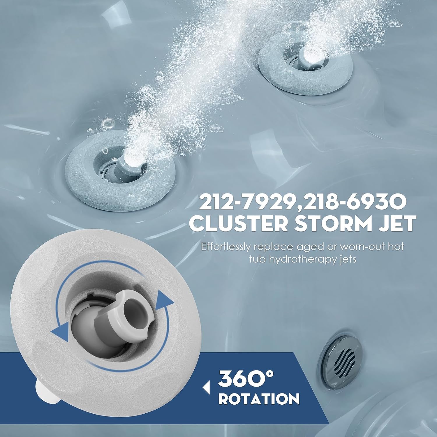 Spa Hot Tub Mini Storm Jet Internals Replacement Parts 212-7929 218-6930 3" Cluster Storm Jet Directional Diffuser