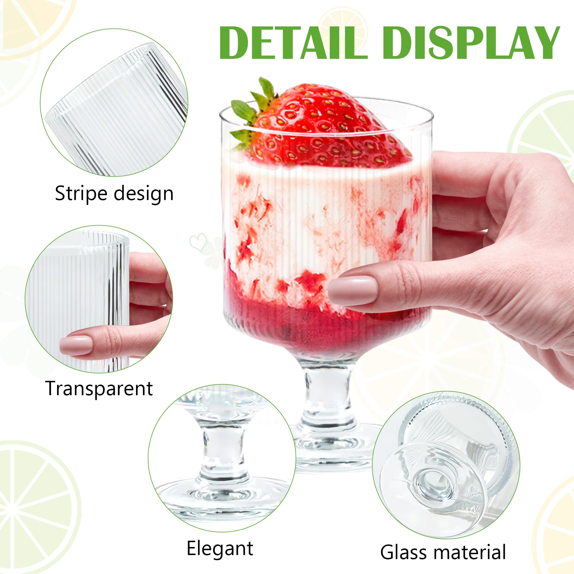 LYLIDIA 2 Stück Dessertgläser 250ml Eiskaffee Desert Gläser Set Glas Mit Fuß, Dessertschalen Desert Becher Dessertbecher Eisbecher Eisgläser Joghurtgläser für Nachtisch, Tiramisu, Spülmaschinenfest