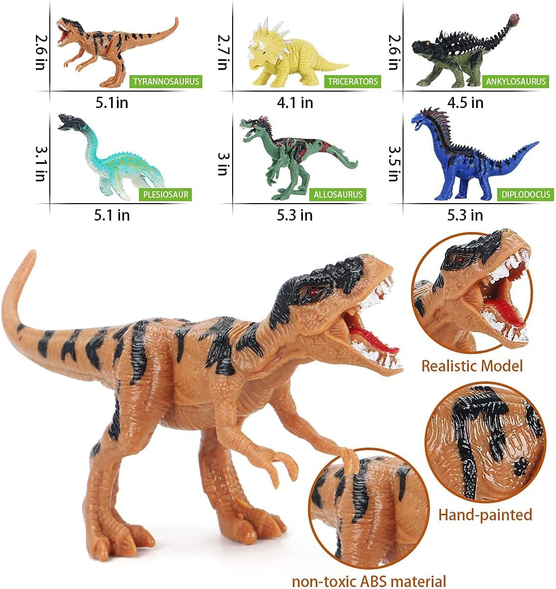 Dinosaur Toys with Action Figures for 3 4 5 6 7 Year Old Boys and Kids Includes 6 Dinosaurs Figures, 4 Movable People Toys with Weapons and Transportation for Creating a Dino World : Toys & Games