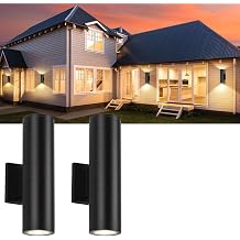 2 Pack 14inch Outdoor LED wall Lights,Day White 4000K 1800LM Up&Down Outdoor Wall Light Aluminum Body Waterproof IP65 E26 Base led Porch Light for wall Patio Garage Garden