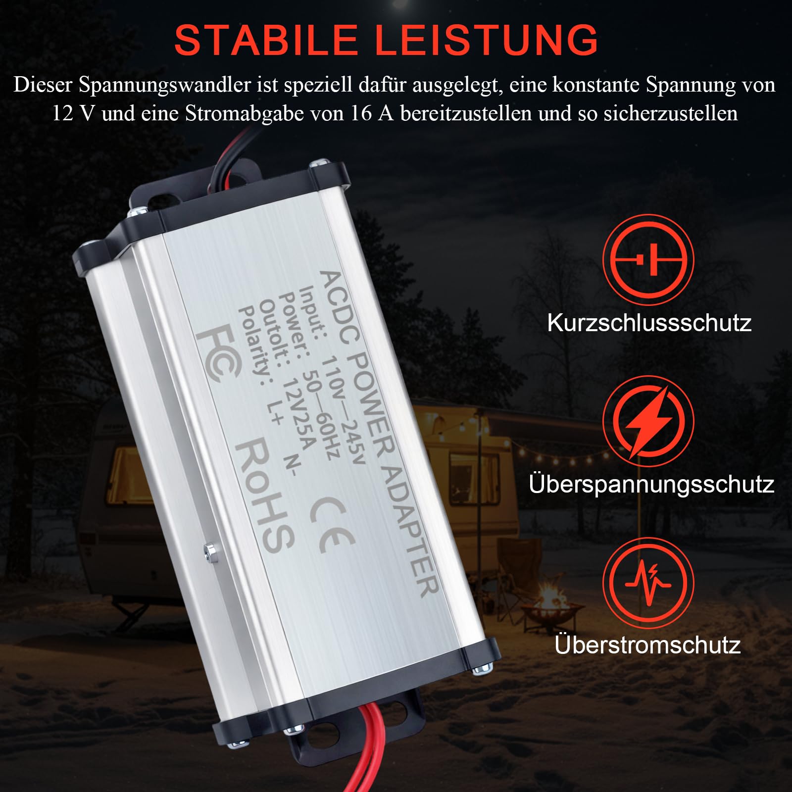 Przetwornica napięcia 230 V na 12 V, adapter zasilający, transformator do ogrzewania powietrza 5 kW 8 kW All-in-One, przekładnik prądu AC 230 V na DC 12 V do przyczep kempingowych, przyczep