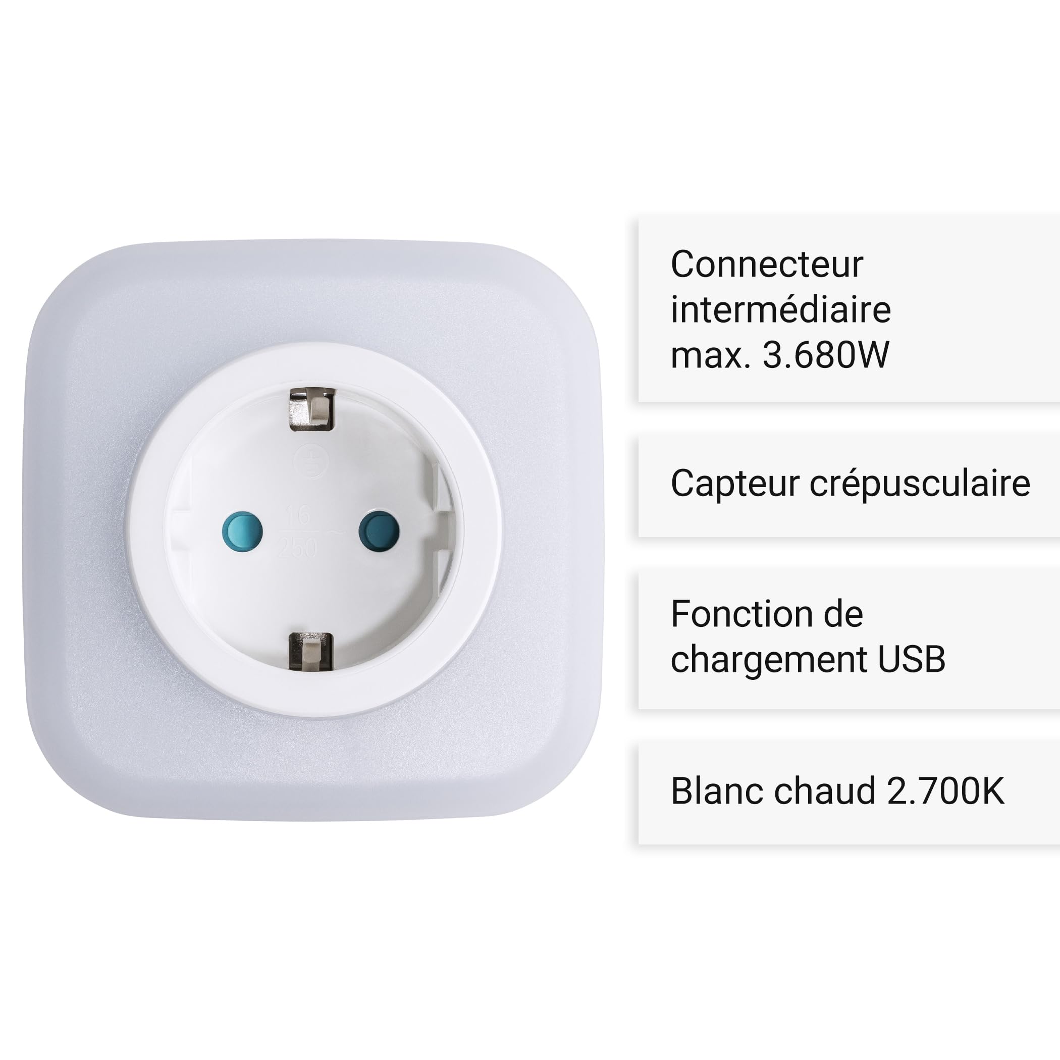 SEBSON Veilleuse LED avec Prise et Capteur Crépusculaire Blanc Chaud 2.700K