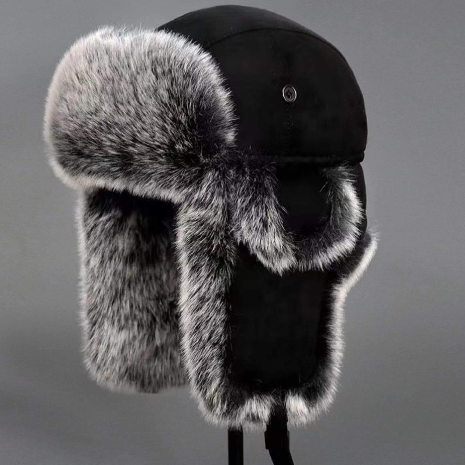 YEKEYI Sombrero de invierno ruso para hombre y mujer, sombrero de piel sintética de conejo, sombrero de aviador con orejeras a prueba de viento